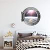 24" PortScape Silver Porthole 3D Window Orbiting Earth #1 Wall Decal Removable Wall Sticker Outer Space Instant Earth View Wall Art Boys Kids Room Decor view 2
