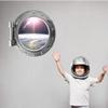 24" PortScape Silver Porthole 3D Window Orbiting Earth #1 Wall Decal Removable Wall Sticker Outer Space Instant Earth View Wall Art Boys Kids Room Decor view 3