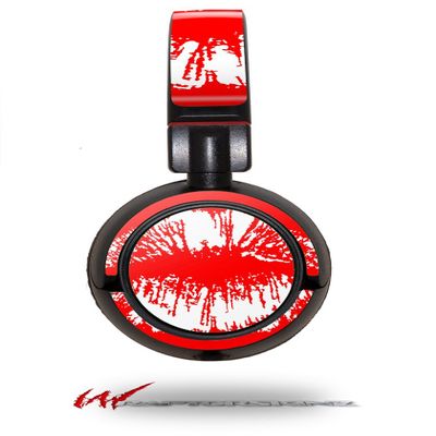 Big Kiss Lips White on Red - Decal Style Vinyl Skin fits Sony MDR ZX100 Headphones (Headphones NOT Included)