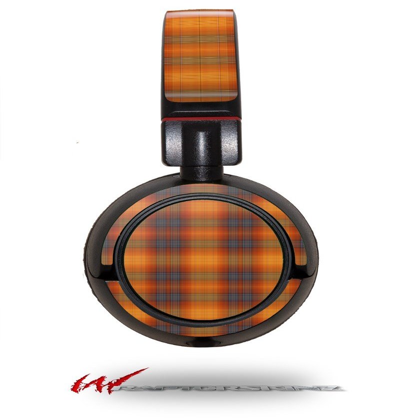 Plaid Pumpkin Orange - Decal Style Vinyl Skin fits Sony MDR ZX100 Headphones (Headphones NOT Included)