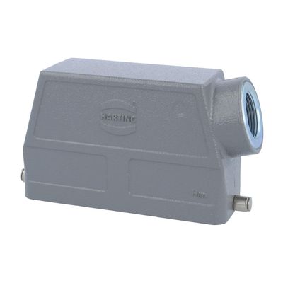HARTING 09-30-024-0541 Aluminium Body, for USE W/HAN 24B Inserts/Bases, Metal, Rectangular Shell, ROHS Compliant, Side Entry Hood, Single Lever, Size 24B