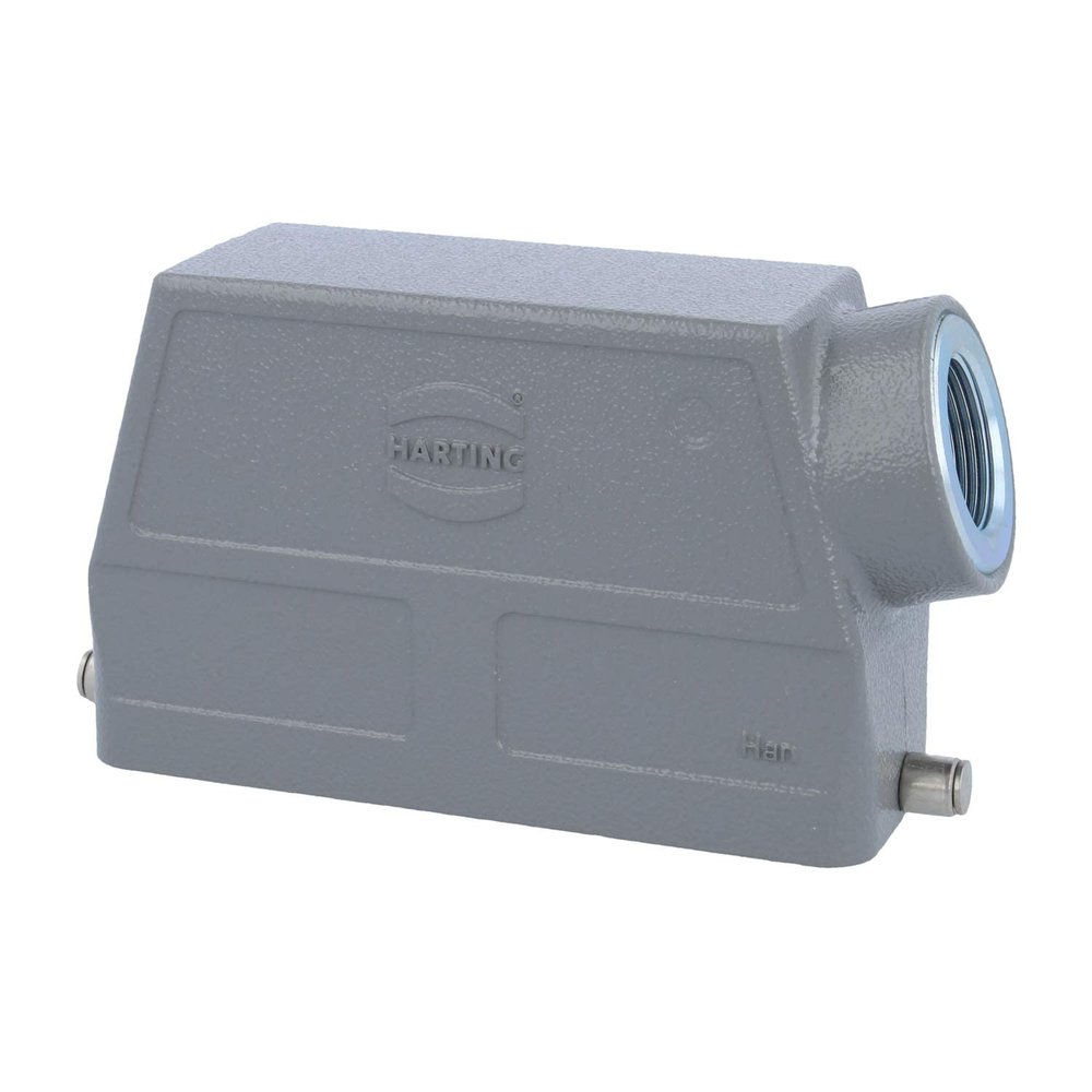 HARTING 09-30-024-0541 Aluminium Body, for USE W/HAN 24B Inserts/Bases, Metal, Rectangular Shell, ROHS Compliant, Side Entry Hood, Single Lever, Size 24B