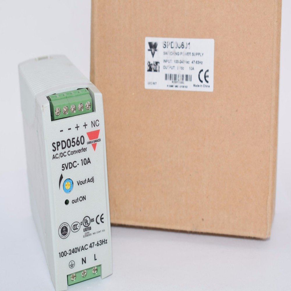 CARLO GAVAZZI SPD05601 12A, 5V, 60W, 90-264V in, AC-DC, DIN Rail, Enclosed, Industrial, Power Supply, SPD Series