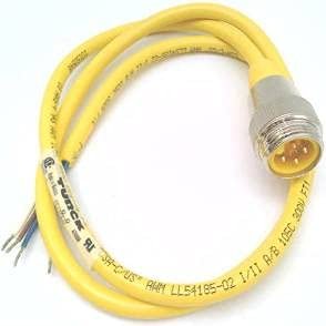 TURCK RSM 40-5M 18 AWG, 4 Wire, 5 Meter Length, 7/8" MINIFAST, CORDSET, Nickel Plated Brass Coupling, PVC Jacket, Single Ended, Straight Male Connector, U2087-11
