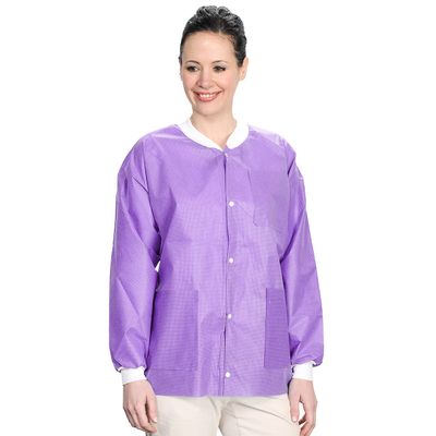 ValuMax 3530PPS Easy Breathe Cool and Strong, No-Wrinkle, Professional Disposable SMS Hip Length Jacket, Purple, S, Pack of 10
