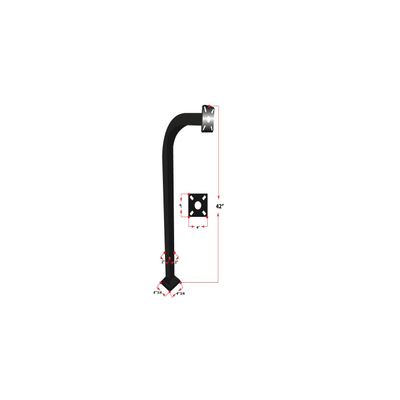L.A Ornamental Goose Neck Keypad Stand Intercom Holder Telephone Entry Pedestal Gate Pillar Curve Post Offset Key Pad Stand Aluminum 42 Black