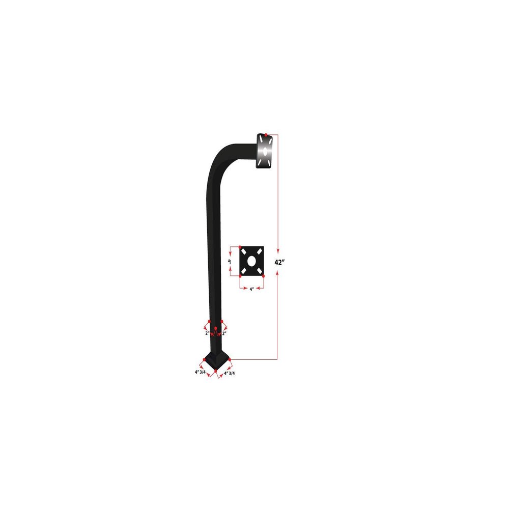 L.A Ornamental Goose Neck Keypad Stand Intercom Holder Telephone Entry Pedestal Gate Pillar Curve Post Offset Key Pad Stand Aluminum 42 Black