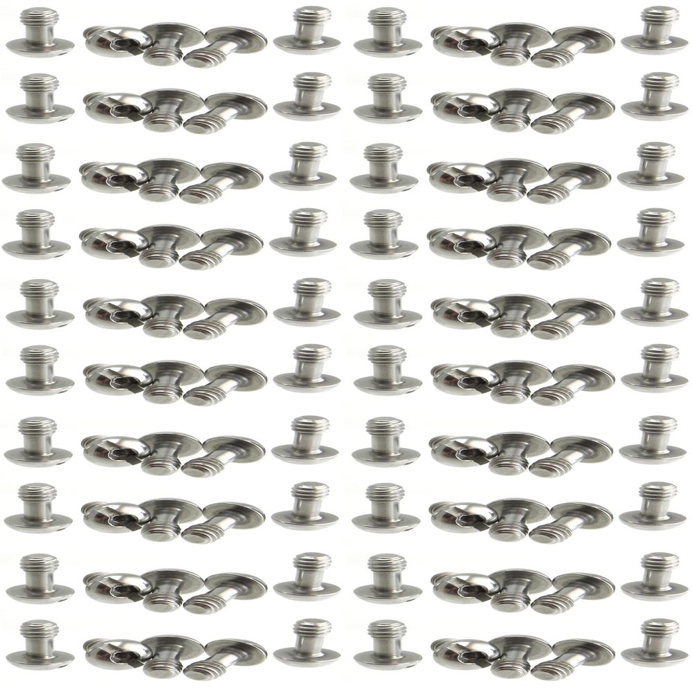 100 Pack Longer Shaft Cap SS Steel Screws 1/4" Tripod Quick Release QR Plate Camera Hex/Slot Combo