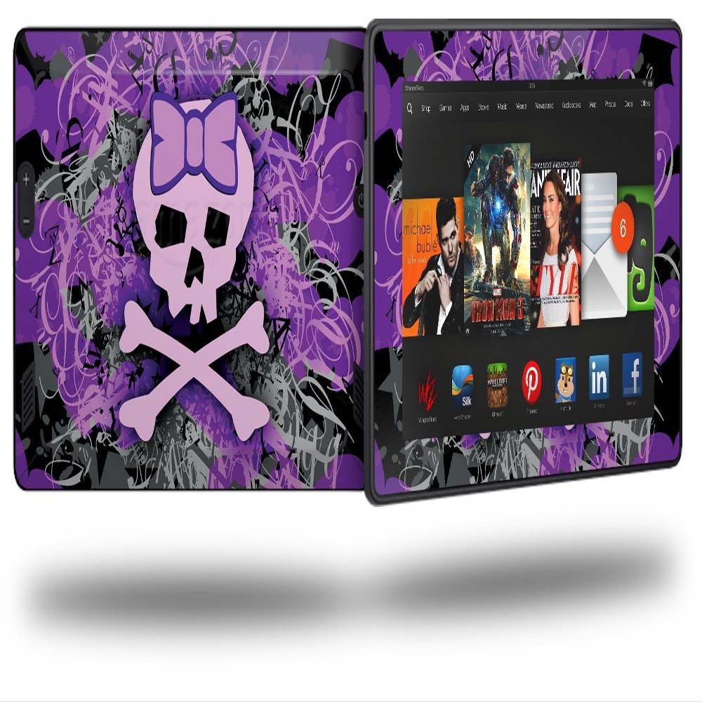 Purple Girly Skull - Decal Style Skin fits 2013 Amazon Kindle Fire HD 7 inch