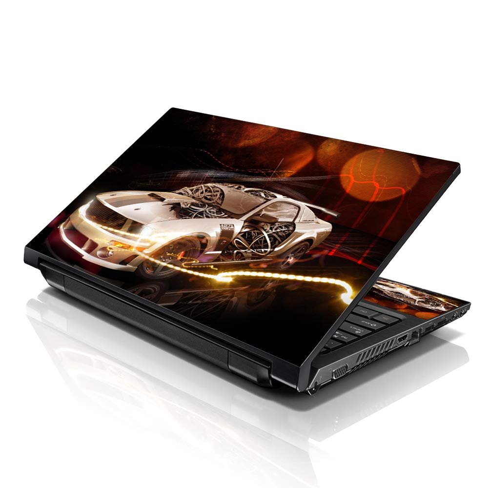 LSS 17 17.3 Inches Laptop Notebook Skin Sticker with 2 Wrist Pads - Reusable Cover Protector Vinyl Sticker Cover Decal Fits 17" - 19" HP Asus Acer Samsung - Ford Mustang Pattern