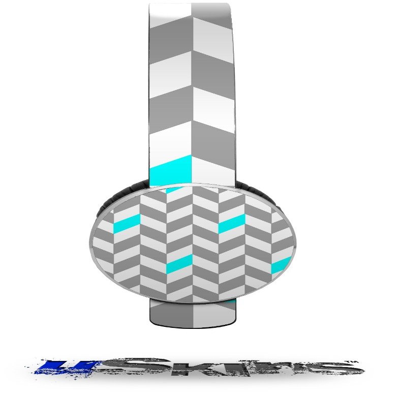 Chevrons Gray And Aqua Decal Style Skin (fits Sol Republic Tracks Headphones - HEADPHONES NOT INCLUDED)