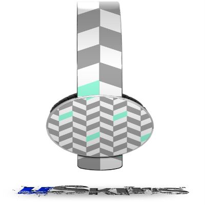 Chevrons Gray and Seafoam Decal Style Skin (fits Sol Republic Tracks Headphones - Headphones NOT Included)