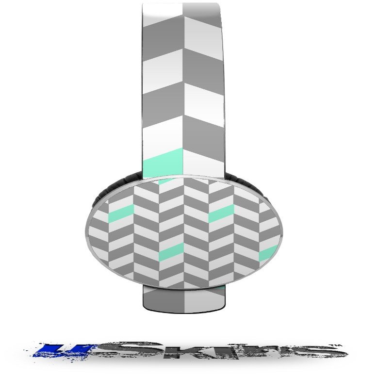 Chevrons Gray and Seafoam Decal Style Skin (fits Sol Republic Tracks Headphones - Headphones NOT Included)