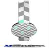 Chevrons Gray and Seafoam Decal Style Skin (fits Sol Republic Tracks Headphones - Headphones NOT Included) view 1