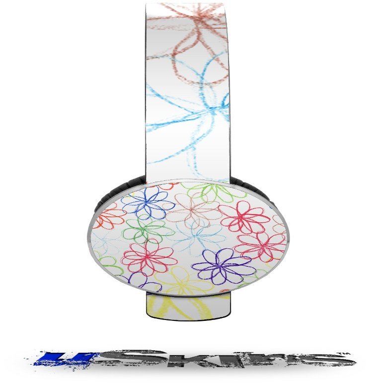 Kearas Flowers on White Decal Style Skin (fits Sol Republic Tracks Headphones - HEADPHONES NOT INCLUDED)