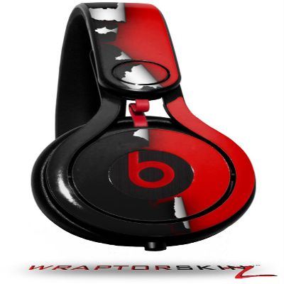 WraptorSkinz Skin Decal Wrap Compatible with Beats Mixr Headphones Ripped Colors Black Red Skin Only (Headphones NOT Included)