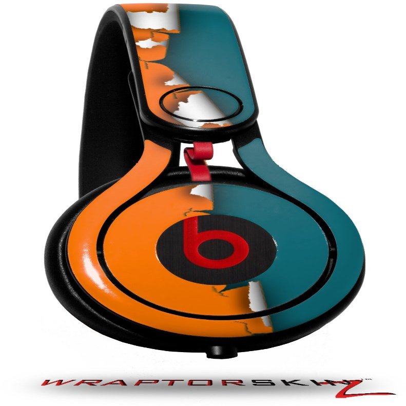 WraptorSkinz Skin Decal Wrap Compatible with Beats Mixr Headphones Ripped Colors Orange Seafoam Green Skin Only (Headphones NOT Included)