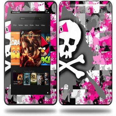 Girly Pink Bow Skull Decal Style Skin fits Amazon Kindle Fire HD 8.9 inch