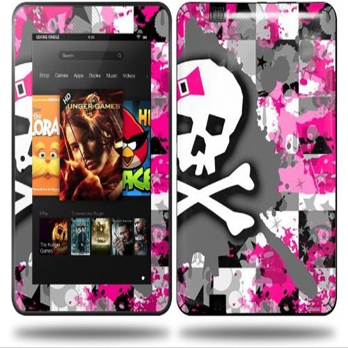 Girly Pink Bow Skull Decal Style Skin fits Amazon Kindle Fire HD 8.9 inch