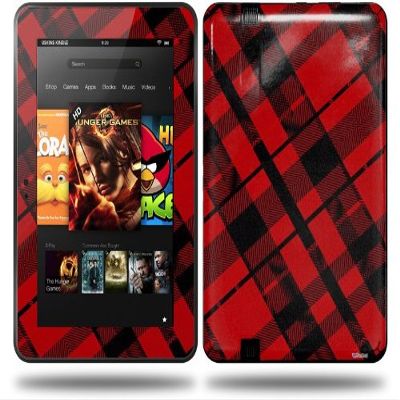 Red Plaid Decal Style Skin fits Amazon Kindle Fire HD 8.9 inch