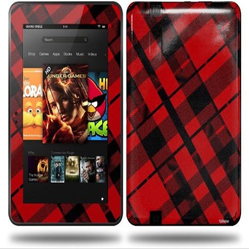 Red Plaid Decal Style Skin fits Amazon Kindle Fire HD 8.9 inch