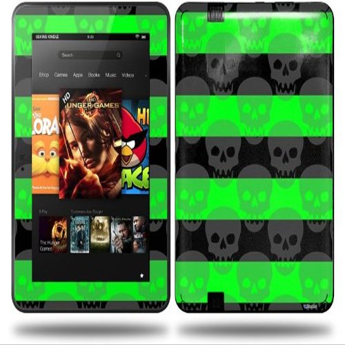 Skull Stripes Green Decal Style Skin fits Amazon Kindle Fire HD 8.9 inch