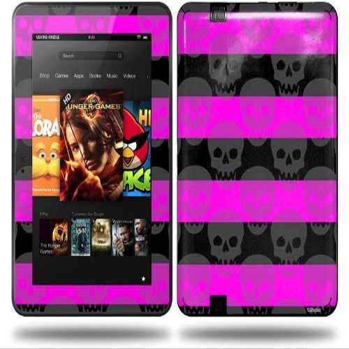 Skull Stripes Pink Decal Style Skin fits Amazon Kindle Fire HD 8.9 inch