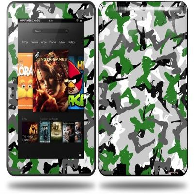 Sexy Girl Silhouette Camo Green Decal Style Skin fits Amazon Kindle Fire HD 8.9 inch
