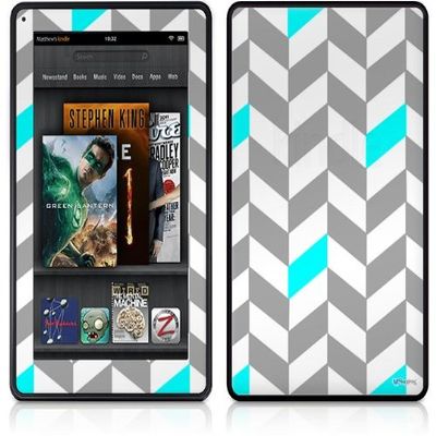 uSkins Amazon Kindle Fire (Original) Decal Style Skin - Chevrons Gray and Aqua