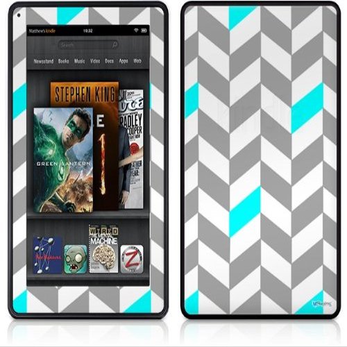 uSkins Amazon Kindle Fire (Original) Decal Style Skin - Chevrons Gray and Aqua