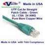 5 ft, Cat5e Ethernet Patch Cable - RJ45 Computer Networking Cord - Green, Made in USA