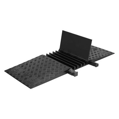 Checkers 5 Channel Medium Profile Drive Over Cable Protector with Built in ADA Compliant Ramp, Heavy Duty Loads up to 21,000 Pounds, Polyurethane Construction, Black/Black, GD5X125-ADA-B/B