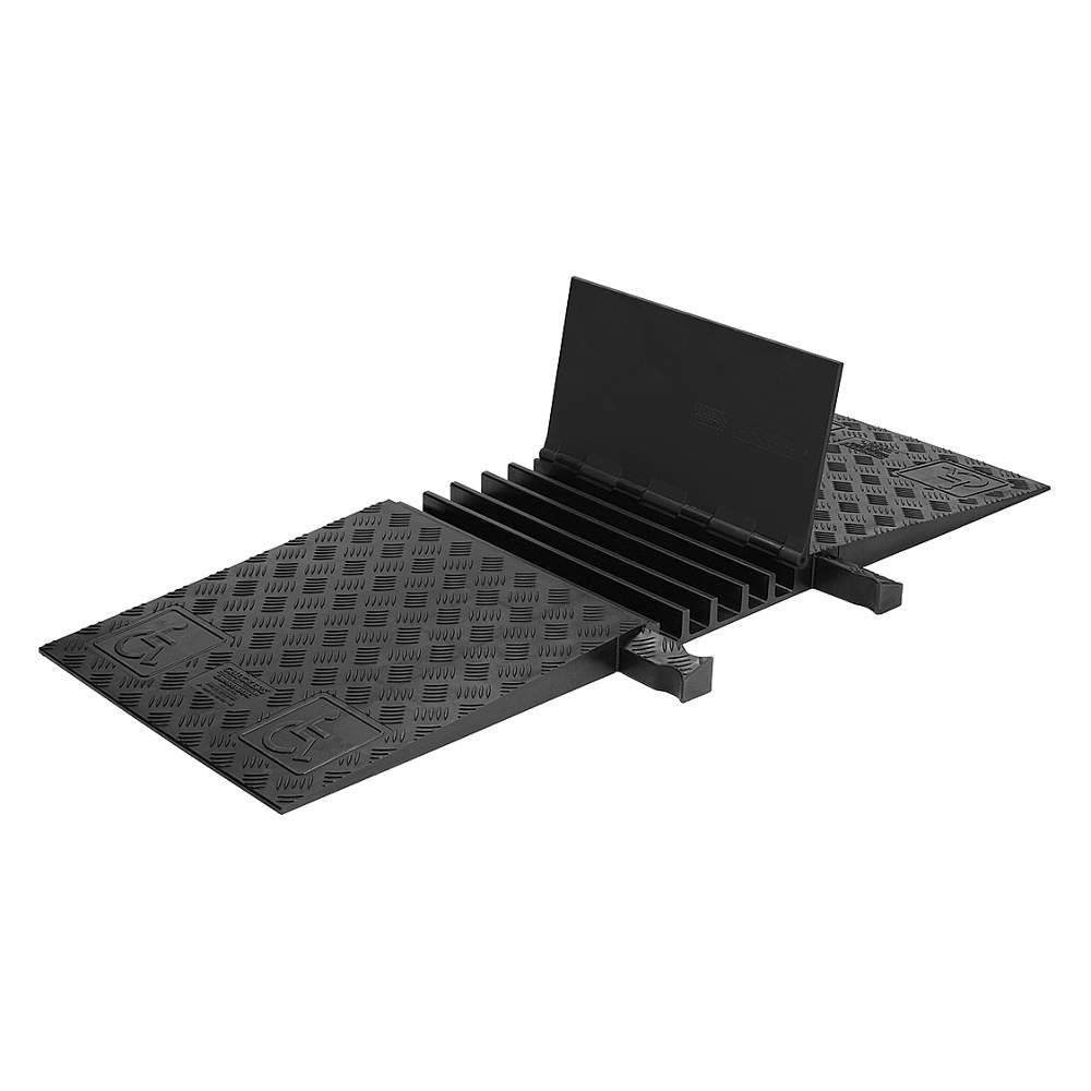 Checkers 5 Channel Medium Profile Drive Over Cable Protector with Built in ADA Compliant Ramp, Heavy Duty Loads up to 21,000 Pounds, Polyurethane Construction, Black/Black, GD5X125-ADA-B/B