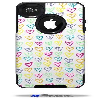 Kearas Hearts White - Decal Style Vinyl Skin fits Otterbox Commuter iPhone4/4s Case - (CASE NOT INCLUDED)
