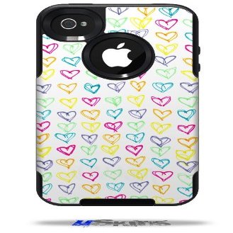 Kearas Hearts White - Decal Style Vinyl Skin fits Otterbox Commuter iPhone4/4s Case - (CASE NOT INCLUDED)