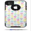 Kearas Hearts White - Decal Style Vinyl Skin fits Otterbox Commuter iPhone4/4s Case - (CASE NOT INCLUDED) view 1