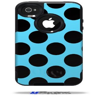 Kearas Polka Dots Black And Blue - Decal Style Vinyl Skin fits Otterbox Commuter iPhone4/4s Case - (CASE NOT INCLUDED)