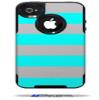 Psycho Stripes Neon Teal and Gray - Decal Style Vinyl Skin fits Otterbox Commuter iPhone4/4s Case - (CASE NOT INCLUDED) view 1