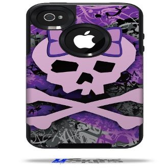 Purple Girly Skull - Decal Style Vinyl Skin fits Otterbox Commuter iPhone4/4s Case - (CASE NOT INCLUDED)
