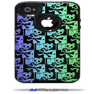 Skull Checker Rainbow - Decal Style Vinyl Skin fits Otterbox Commuter iPhone4/4s Case - (CASE NOT INCLUDED)