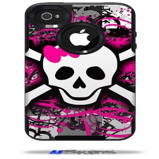 Splatter Girly Skull - Decal Style Vinyl Skin fits Otterbox Commuter iPhone4/4s Case - (CASE NOT INCLUDED)