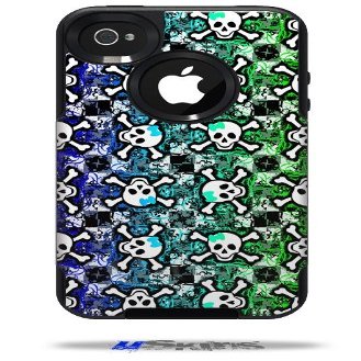 Splatter Girly Skull Rainbow - Decal Style Vinyl Skin fits Otterbox Commuter iPhone4/4s Case - (CASE NOT INCLUDED)