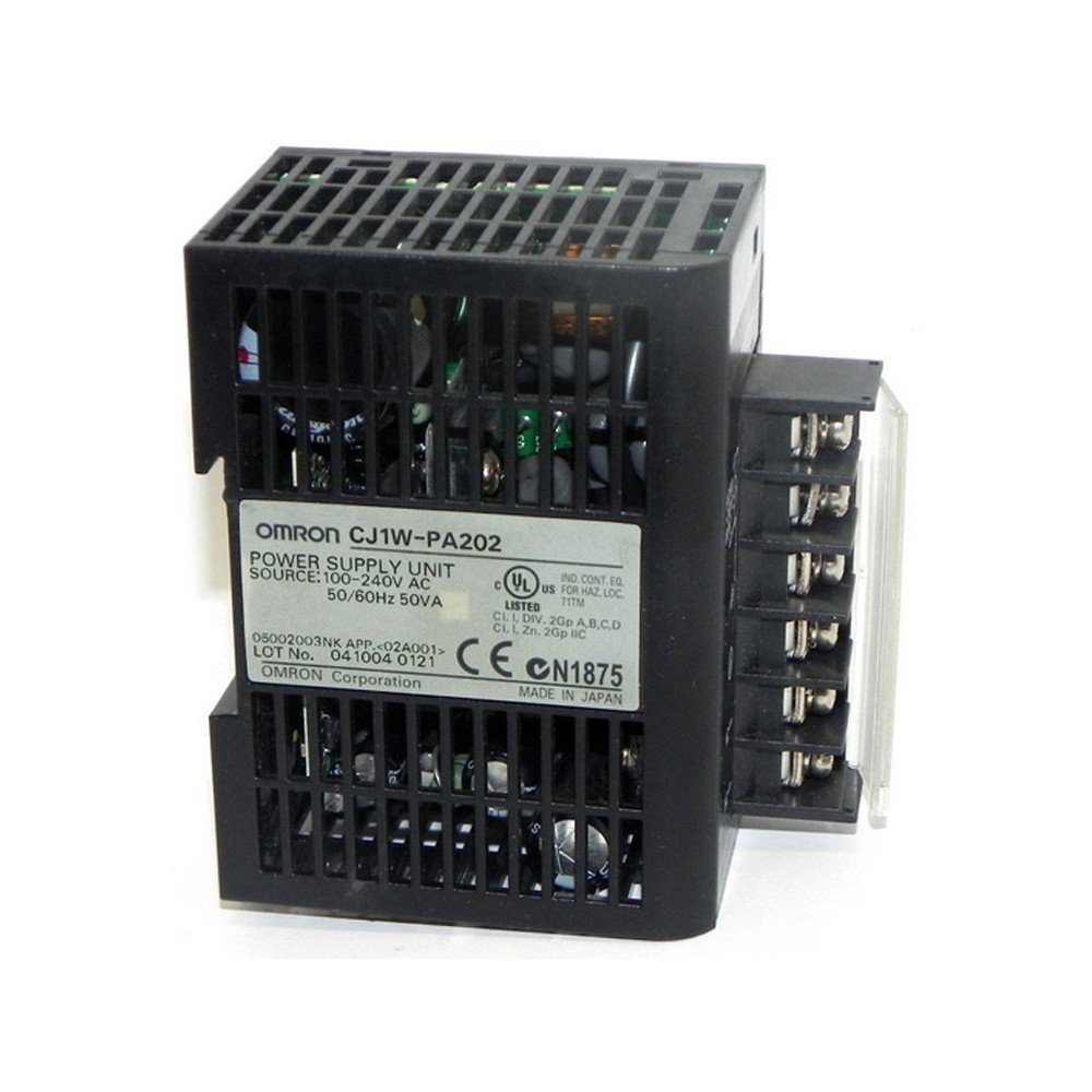 OMRON CJ1W-PA202 1 N.C/N.O, 100-240 VAC, 14 W, 50 VA, 50/60 HZ, AC/DC Type, CJ1 Series, DIN Rail MOUNTING, Power Supply Module, Screw Terminal