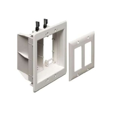 ARLINGTON Industries TVBU505 2- Gang, Color White, Comes with Low Voltage Divider, Plastic, RECESSED TV Box