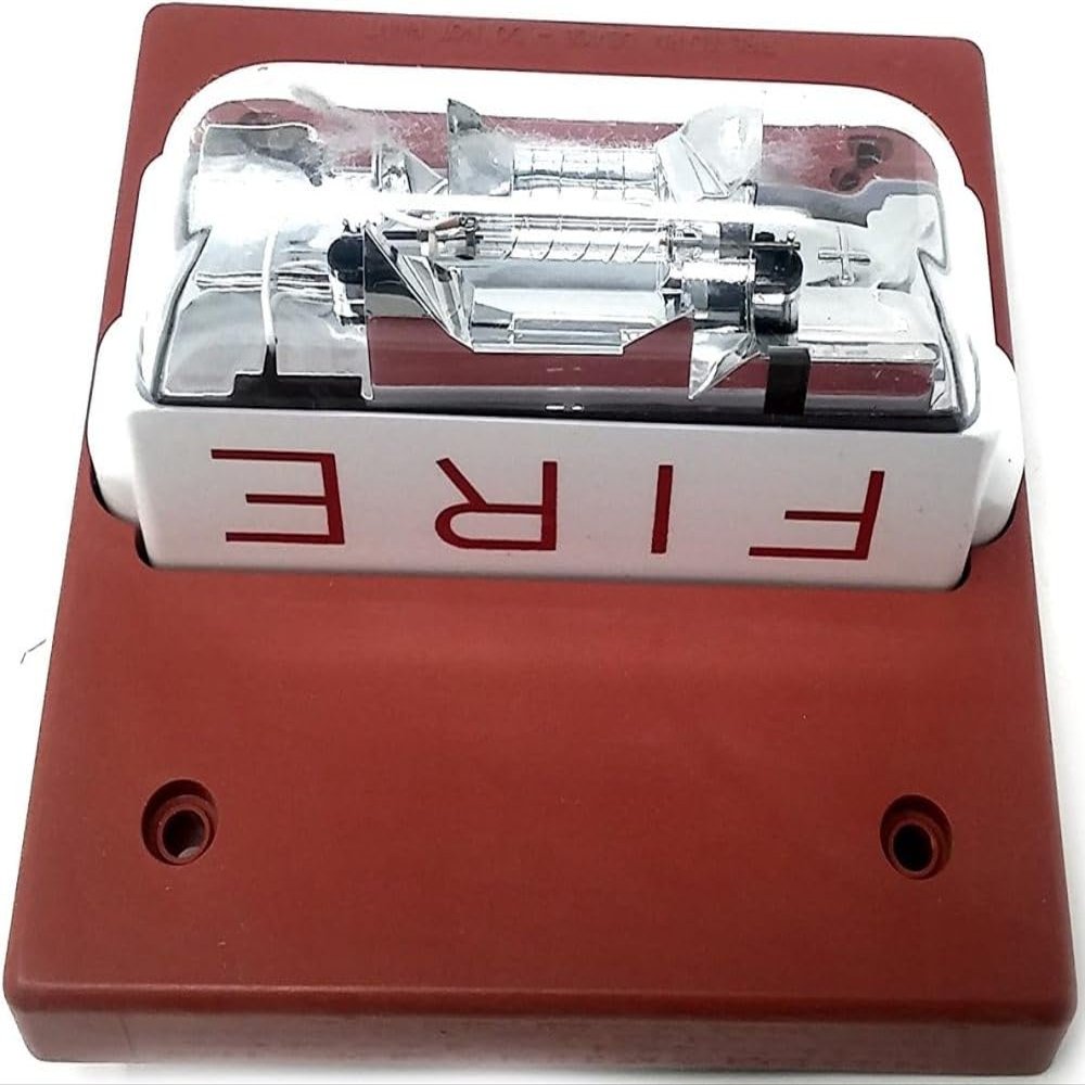 Wheelock RSSWP-24MCCH-FR Ceiling Mount Weatherproof Fire Strobe, Red, Xenon, FIRE Lettering, Clear Lens, Field Selectable Candela Settings of 115/177cd, Outdoor, UV Stabilized Plastic Housing Material