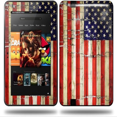 Painted Faded and Cracked USA American Flag Decal Style Skin fits Amazon Kindle Fire HD 8.9 inch
