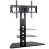2xhome - TV Stand - Universal Modern TV Stand with Integrated Swivel 35 Degree Monitor Plasma Three 3 Display Black Glass Shelf Surfaces Mount Bracket 38 40 43 45 47 50 55 60 65 view 1