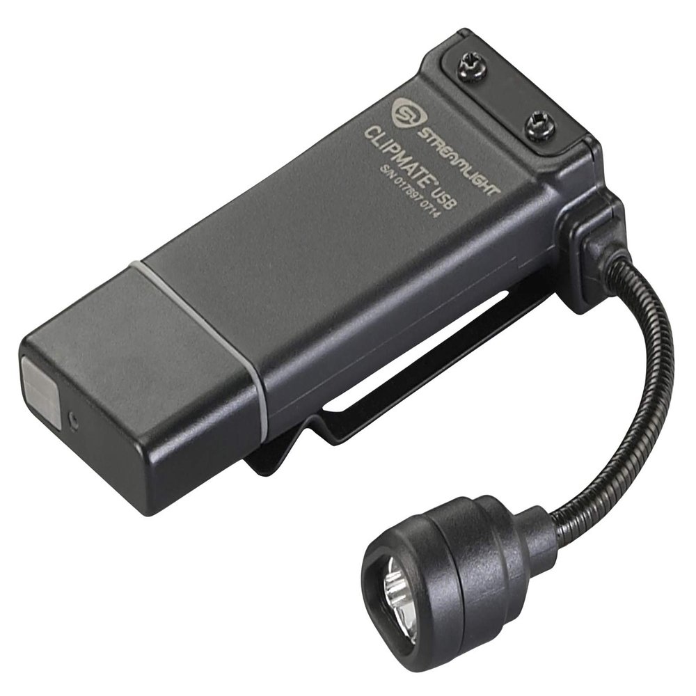 Streamlight 61125 ClipMate 70-Lumen 500-Candela Rechargeable Hands-Free Clip-On Light with White and Red LEDs, Black