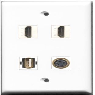 RiteAV - 2 Port HDMI 1 Port USB A-A 1 Port S-Video Wall Plate