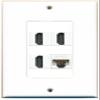 RiteAV 3 Port HDMI 1 Port Cat5e Ethernet White Wall Plate Oversized Jumbo MIDI view 1